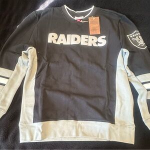 Mitchell & Ness Raiders Black and Gray Crewneck Sweater